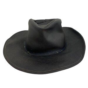 Henschel Hat CO Black Leather Western Cowboy Hat SZ M HatQuarters USA - No Band